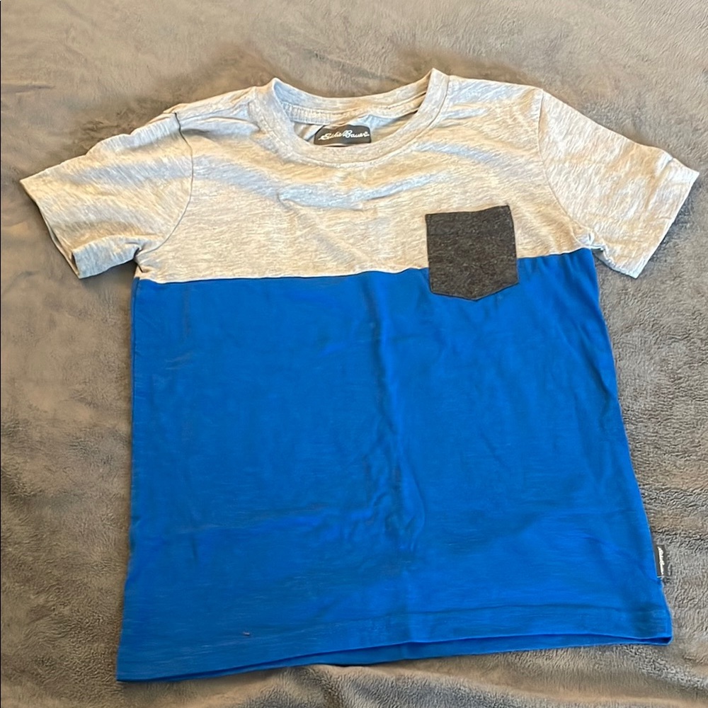 Eddie Bauer Blue and Gray Short Sleeve Tee